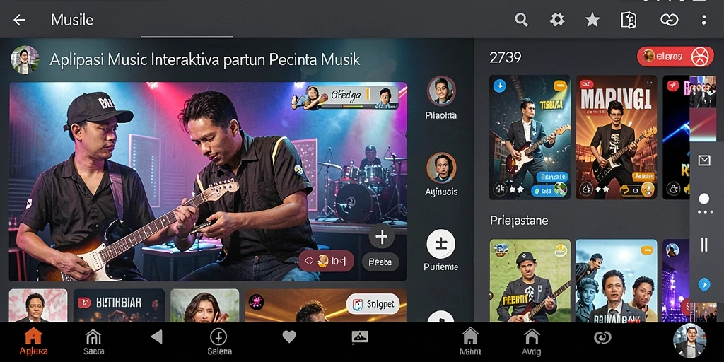 Tampilan antarmuka aplikasi 2739 yang menarik dengan fitur musik.