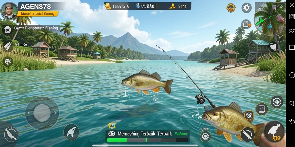Screenshot AGEN878 menampilkan momen menarik saat memancing di lautan.