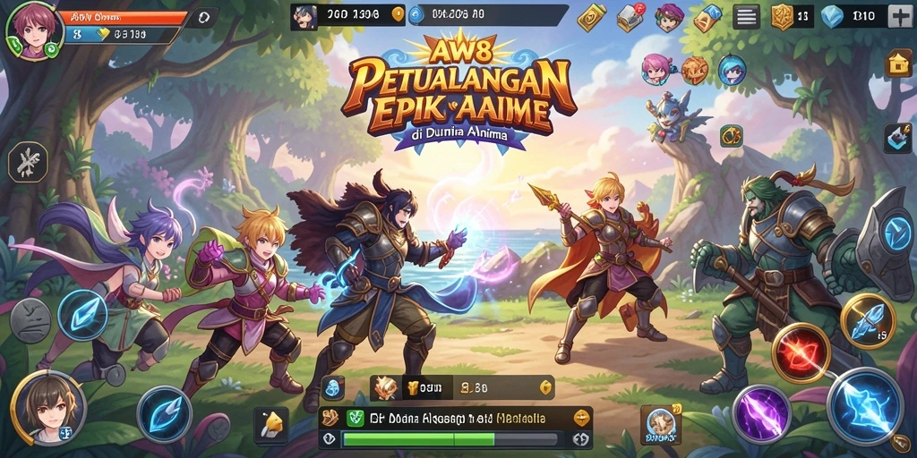 Tampilan gameplay AW8 yang memukau di dunia anime.