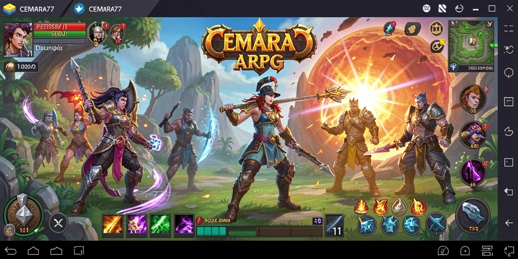 Gameplay seru CEMARA77 dengan pertempuran dinamis dan grafis menawan.