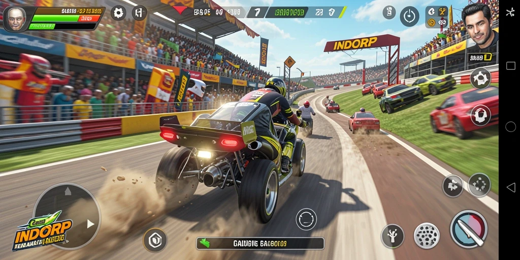 Gameplay INDORP yang seru dalam balapan penuh aksi.