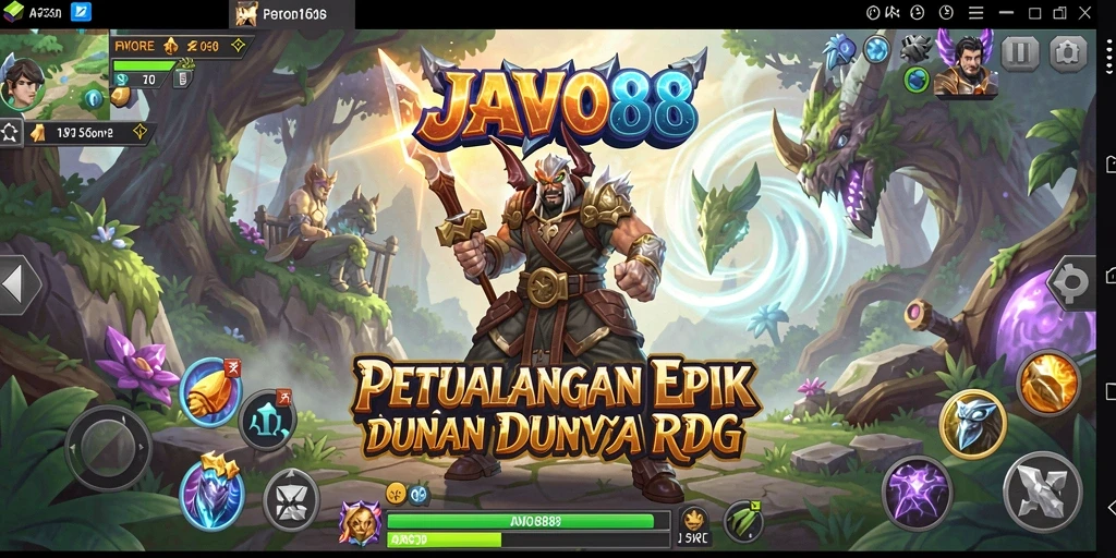 Screenshot utama JAVO88 menampilkan gameplay RPG yang mendebarkan.
