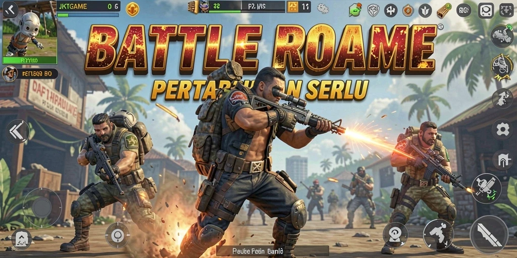 Gameplay seru dalam pertarungan Battle Royale JKTGAME.