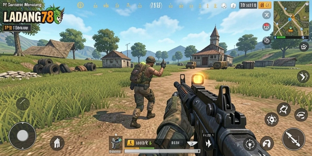 Screenshot LADANG78 memperlihatkan aksi seru dalam permainan TPS.