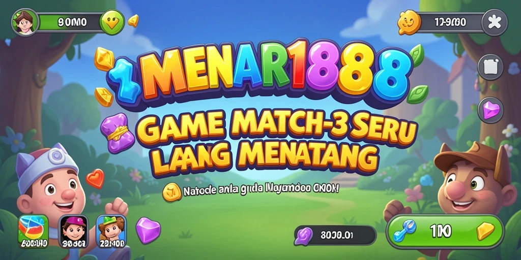 Screenshot utama MENARA188 menunjukkan kombinasi item yang seru dalam permainan Match-3.