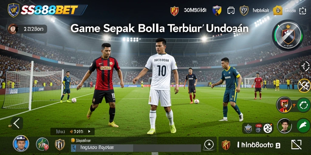 Tampilan gameplay dinamis dalam SS88BET yang menampilkan aksi sepak bola.